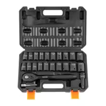 VEVOR 23PCs 1/2" Drive Impact Socket Set Socket Set SAE (7/16" -1")& Metric (13-24mm) 6 Point